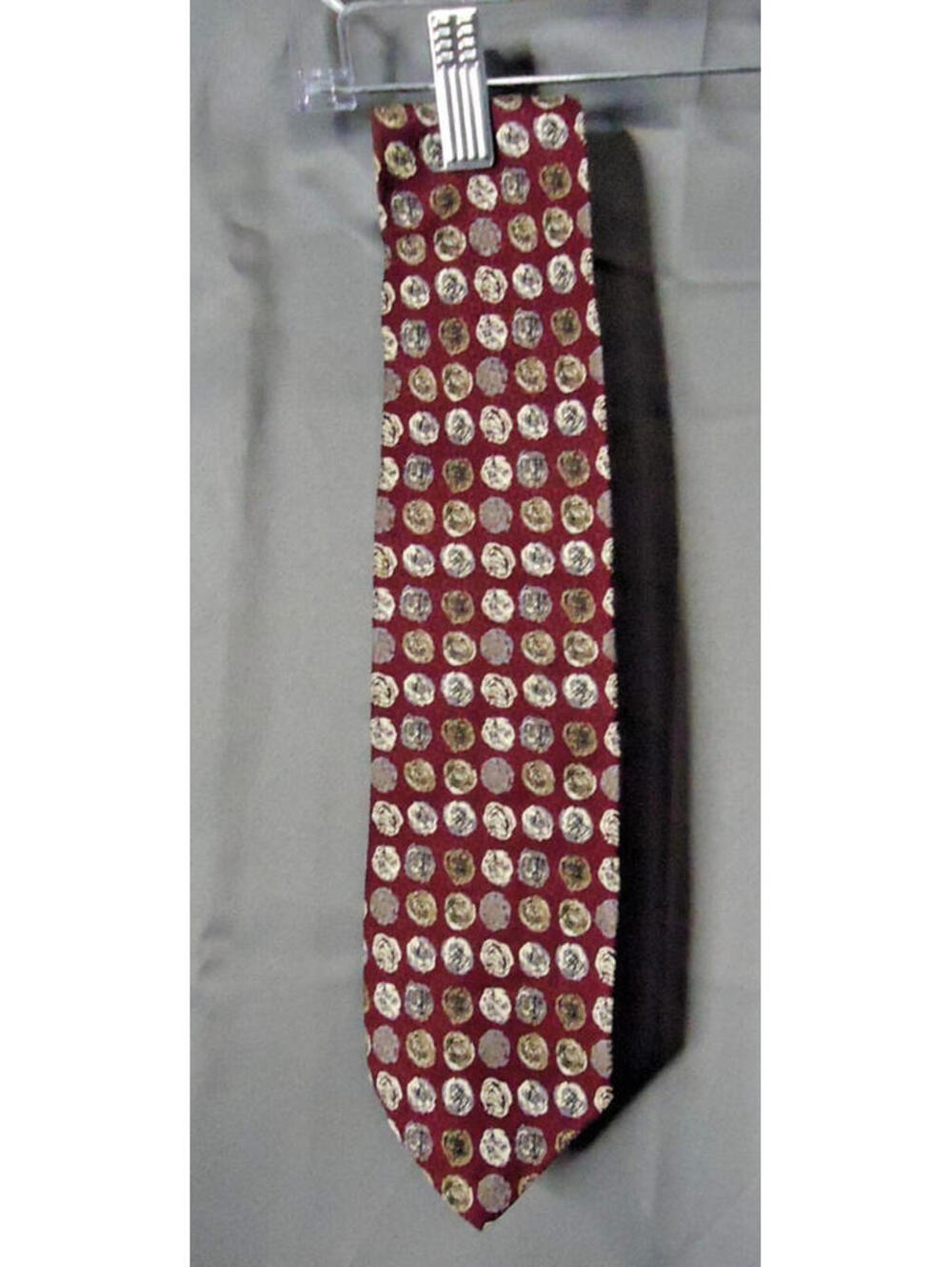XMI 325 Series Designer Italian Silk Red Circle Swirl Print Made in USA Vintage